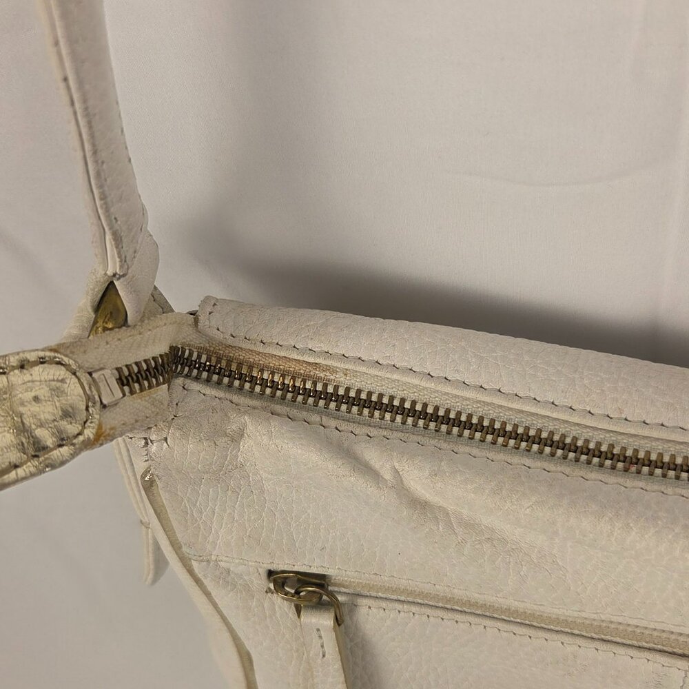 Rare Vintage Sharif 1980s White & Gold Leather Crossbody Bag Map Print Interior - Picture 11 of 15